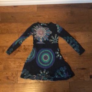 Girls desigual green and blue summer flower dress